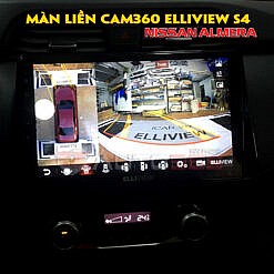 Độ màn hình ô tô liền camera360 cho Nissan Almera với Elliview S4
