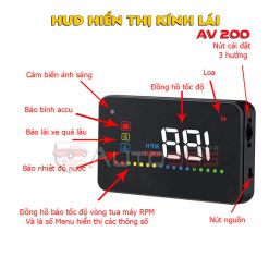 HUD hiển thị tốc độ AV200 kính lái ô tô