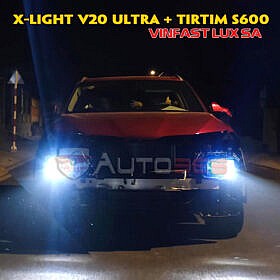 Bi laser S600 Tirtim và bi led X-Light V20 Ultra trên Vinfast Lux SA