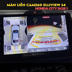 Màn hình android Elliview S4 liền camera 360 trên Honda City 2021
