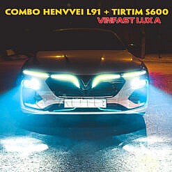 Độ đèn Vinfast Lux A với combo laser Tirtim S600 và Henvvei L91