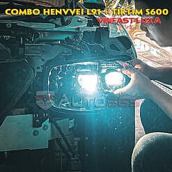 Độ đèn Vinfast Lux A với combo laser Tirtim S600 và Henvvei L91