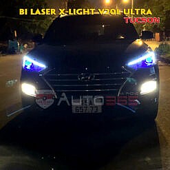 Lắp bi led cho Hyundai Tucson với cặp bi laser Xlight V20L Ultra