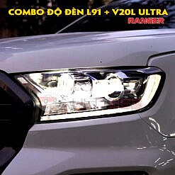 Bóng đèn led ô tô Laser với combo Henvvei L91 và Xlight V20L Ultra trên Ranger