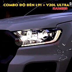 Bóng đèn led ô tô Laser với combo Henvvei L91 và Xlight V20L Ultra trên Ranger