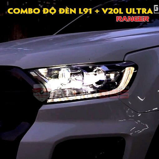 Bóng đèn led ô tô Laser với combo Henvvei L91 và Xlight V20L Ultra trên Ranger