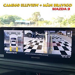 Camera 360 Elliview và màn DVD Bravigo trên Mazda 3 2020