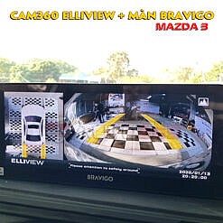 Camera 360 Elliview và màn DVD Bravigo trên Mazda 3 2020