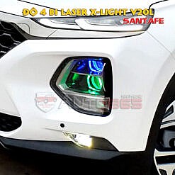 Độ X-light V20L Trên Huyndai Santafe 4 bi led Laser siêu sáng