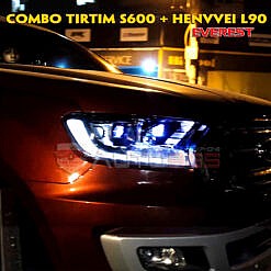 Độ bi led laser Tirtim S600 và bi led Henvvei L90 cho Ford Everest