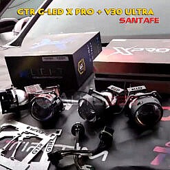 Bi LED GTR G-led X Pro và X-Light V30 Ultra trên Santafe