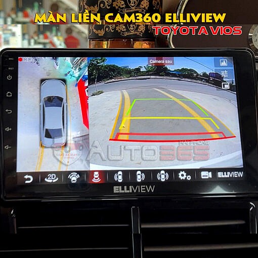 Màn hình liền camera 360 Elliview trên Toyota Vios