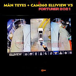 Camera 360 độ Elliview và Màn android Teyes trên Fortuner 21