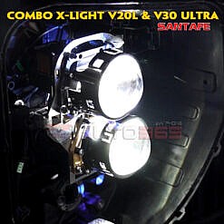 gắn bi laser santafe