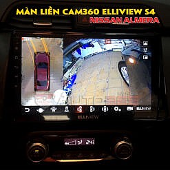 Độ màn hình ô tô liền camera360 cho Nissan Almera với Elliview S4